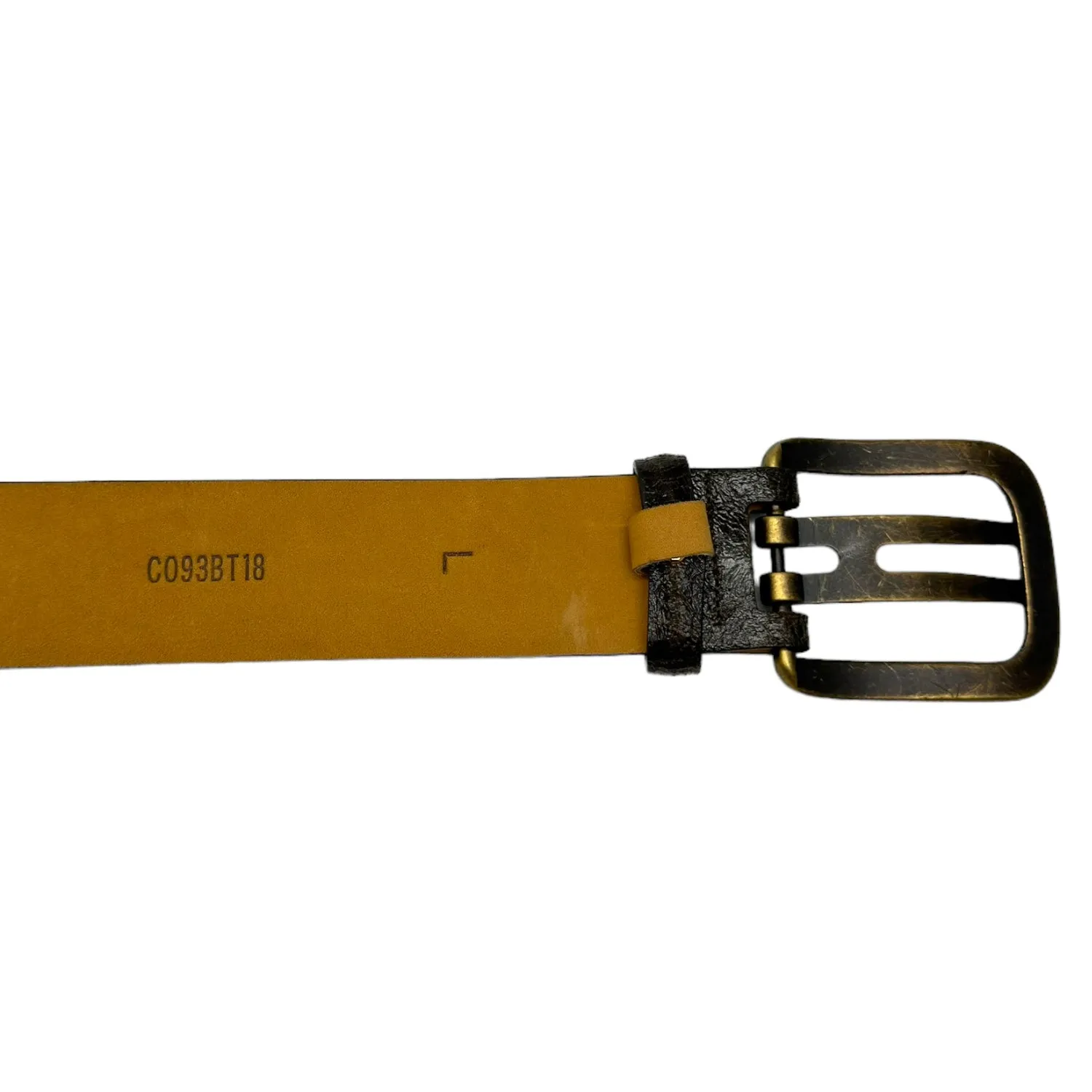 WORTH Distressed Leather Belt with Brass Buckle - Olive