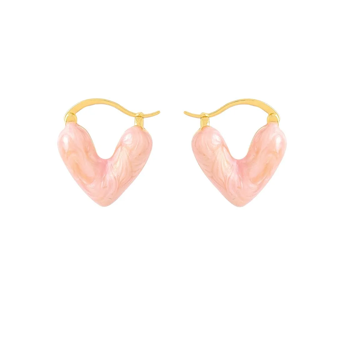 Yellow Chimes Earrings for Women and Girls Fashion Pink Hoop Earrings | Silver Toned Heart Shaped Hoops Earrings | Birthday Gift for Girls & Women Anniversary Gift for Wife