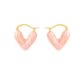 Yellow Chimes Earrings for Women and Girls Fashion Pink Hoop Earrings | Silver Toned Heart Shaped Hoops Earrings | Birthday Gift for Girls & Women Anniversary Gift for Wife