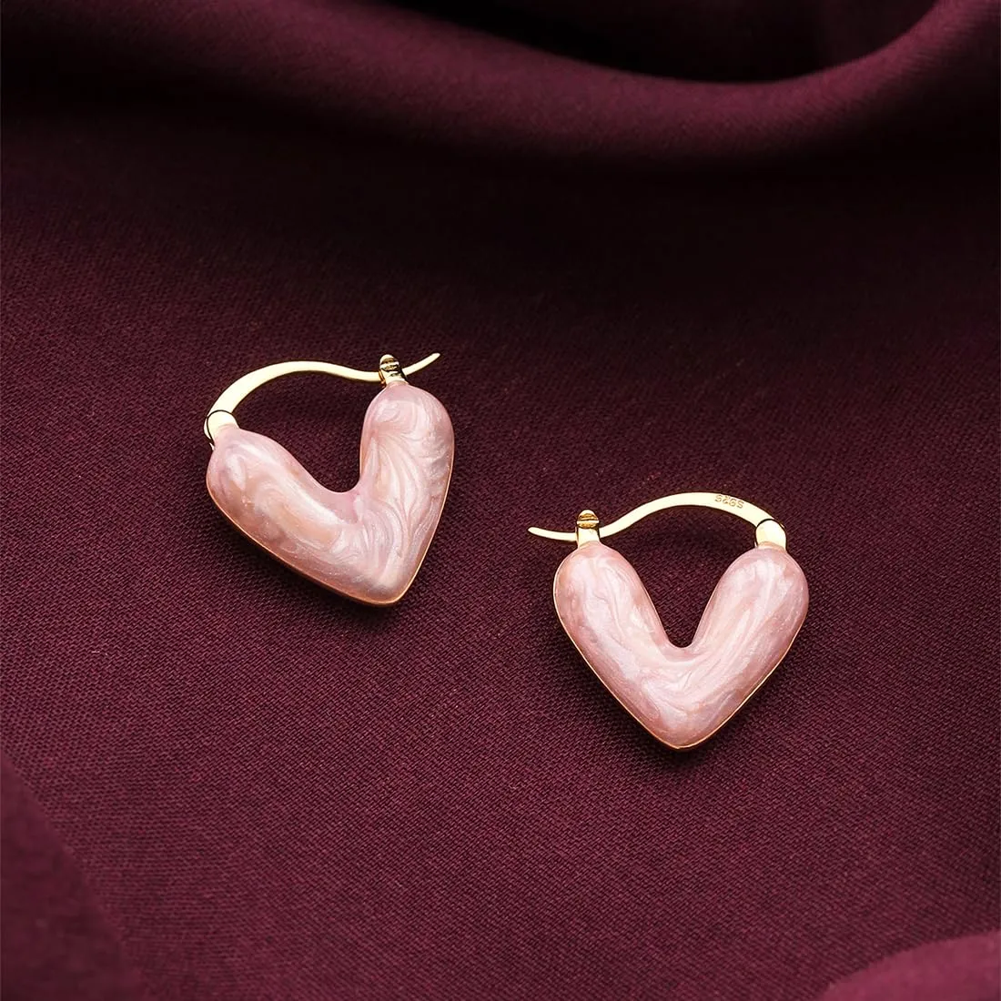 Yellow Chimes Earrings for Women and Girls Fashion Pink Hoop Earrings | Silver Toned Heart Shaped Hoops Earrings | Birthday Gift for Girls & Women Anniversary Gift for Wife