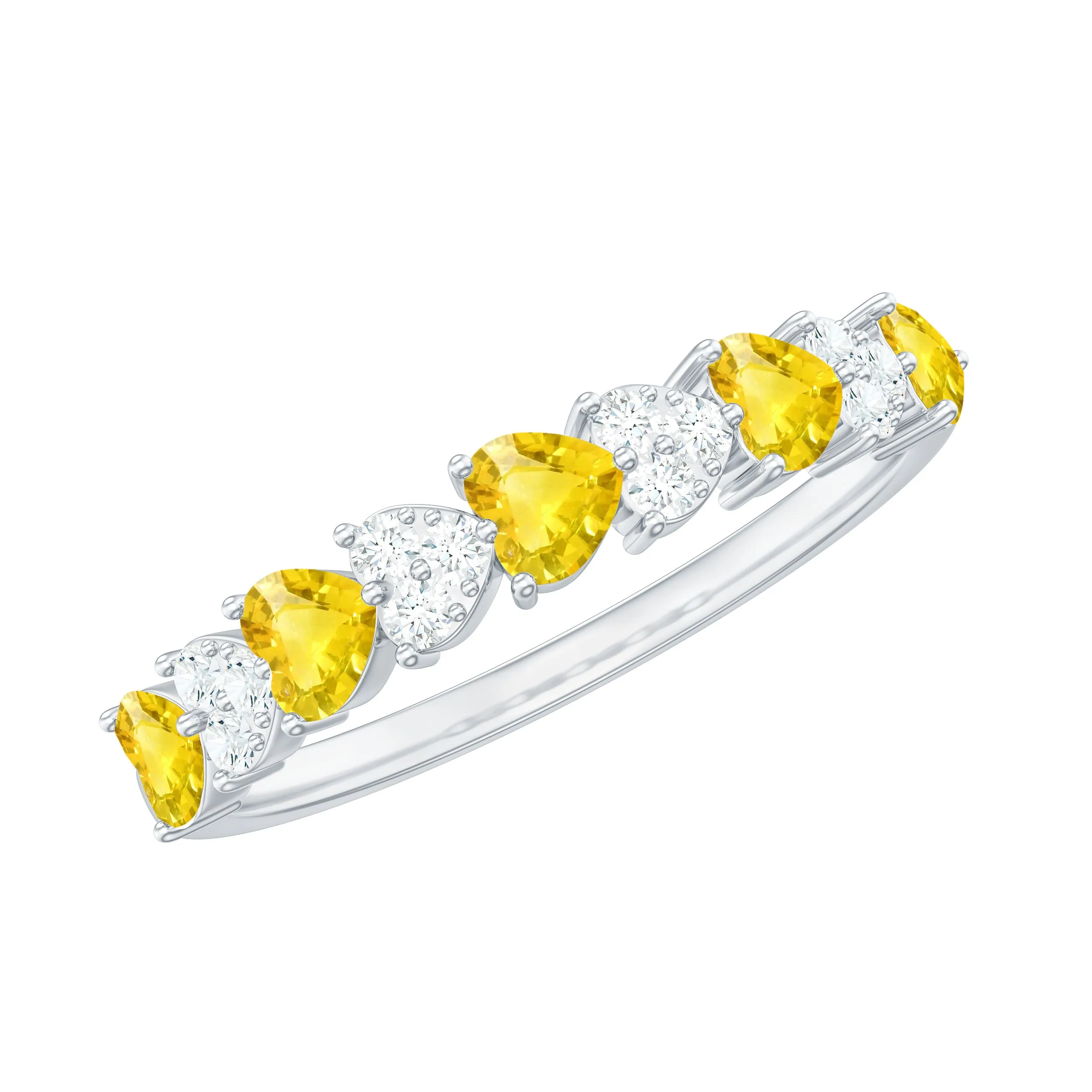 Yellow Sapphire Wedding Half Eternity Ring