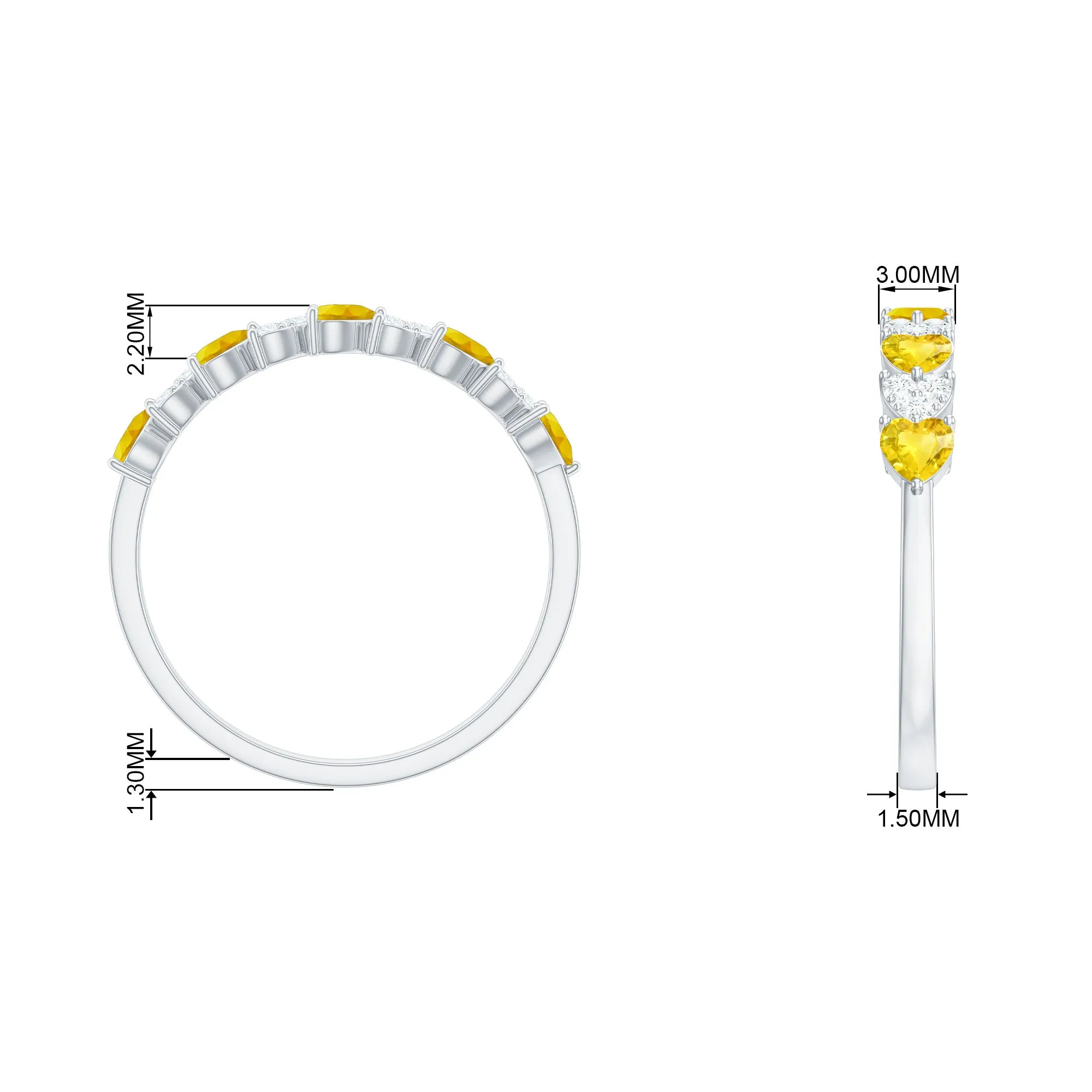 Yellow Sapphire Wedding Half Eternity Ring