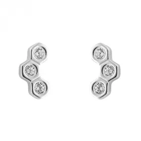 Zirconia Honeycomb Stud Earrings E6277C