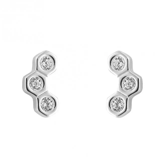 Zirconia Honeycomb Stud Earrings E6277C